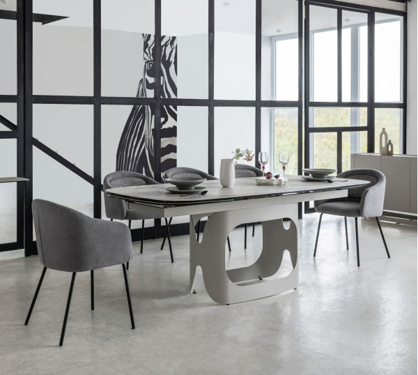 Керамічний стіл розкладний обідній Vetro Mebel Арно TML-1310 Сілвер рівер/айворі 200 (280) х 100 см-0