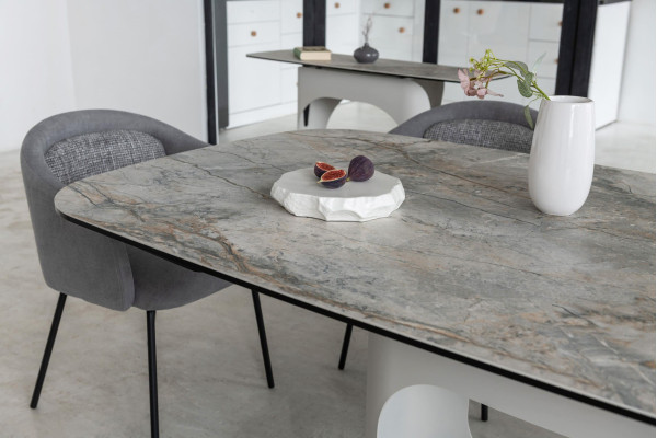 Керамічний стіл розкладний обідній Vetro Mebel Арно TML-1310 Сілвер рівер/айворі 200 (280) х 100 см-9