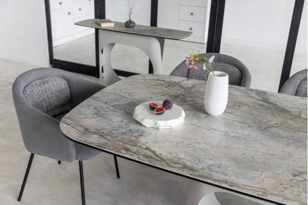 Керамічний стіл розкладний обідній Vetro Mebel Арно TML-1310 Сілвер рівер/айворі 200 (280) х 100 см-8