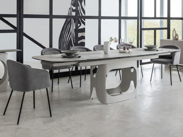 Керамічний стіл розкладний обідній Vetro Mebel Арно TML-1310 Сілвер рівер/айворі 200 (280) х 100 см-1