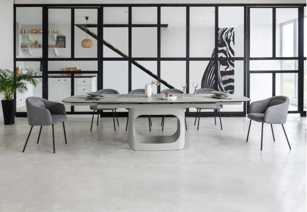 Керамічний стіл розкладний обідній Vetro Mebel Арно TML-1310 Сілвер рівер/айворі 200 (280) х 100 см-4