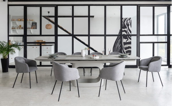 Керамічний стіл розкладний обідній Vetro Mebel Арно TML-1310 Сілвер рівер/айворі 200 (280) х 100 см-7