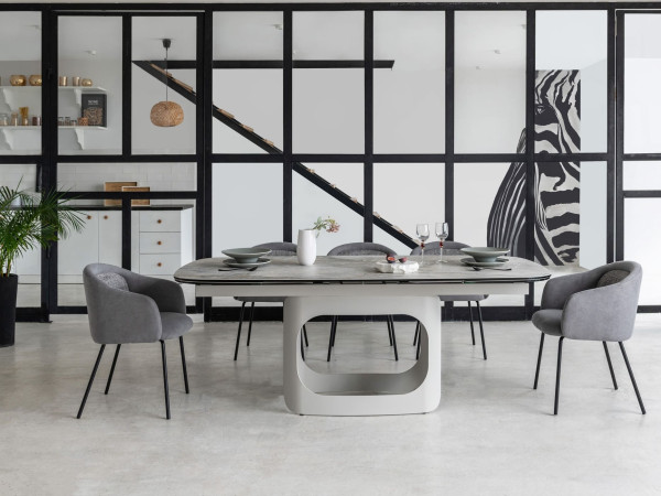 Керамічний стіл розкладний обідній Vetro Mebel Арно TML-1310 Сілвер рівер/айворі 200 (280) х 100 см-5