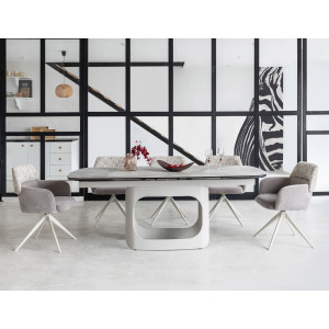 Керамічний стіл розкладний обідній Vetro Mebel Арно TML-1310 Сілвер рівер/айворі 200 (280) х 100 см