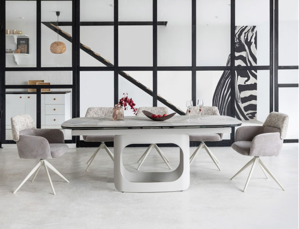 Керамічний стіл розкладний обідній Vetro Mebel Арно TML-1310 Сілвер рівер/айворі 200 (280) х 100 см-0