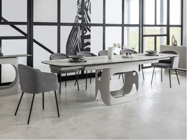 Керамічний стіл розкладний обідній Vetro Mebel Арно TML-1310 Сілвер рівер/айворі 200 (280) х 100 см-8