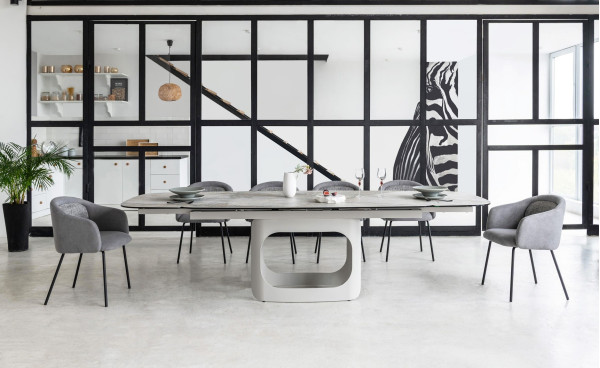 Керамічний стіл розкладний обідній Vetro Mebel Арно TML-1310 Сілвер рівер/айворі 200 (280) х 100 см-11