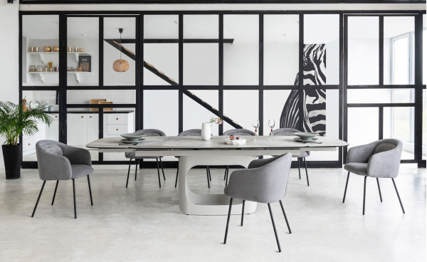 Керамічний стіл розкладний обідній Vetro Mebel Арно TML-1310 Сілвер рівер/айворі 200 (280) х 100 см-12