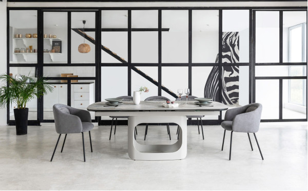 Керамічний стіл розкладний обідній Vetro Mebel Арно TML-1310 Сілвер рівер/айворі 200 (280) х 100 см-10