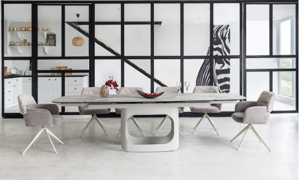 Керамічний стіл розкладний обідній Vetro Mebel Арно TML-1310 Сілвер рівер/айворі 200 (280) х 100 см-4