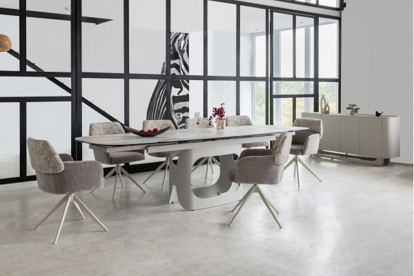 Керамічний стіл розкладний обідній Vetro Mebel Арно TML-1310 Сілвер рівер/айворі 200 (280) х 100 см-3