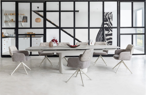 Керамічний стіл розкладний обідній Vetro Mebel Арно TML-1310 Сілвер рівер/айворі 200 (280) х 100 см-5