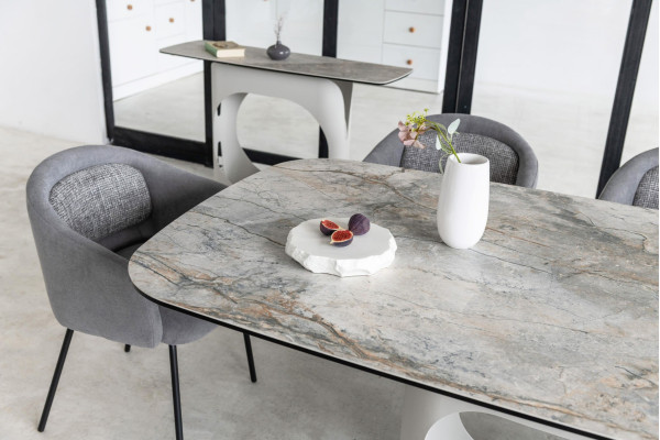 Керамічний стіл розкладний обідній Vetro Mebel Арно TML-1310 Сілвер рівер/айворі 200 (280) х 100 см-14