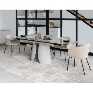 Керамічний стіл розкладний обідній Vetro Mebel Лунаріо TML-1320 Айворі онікс/айворі