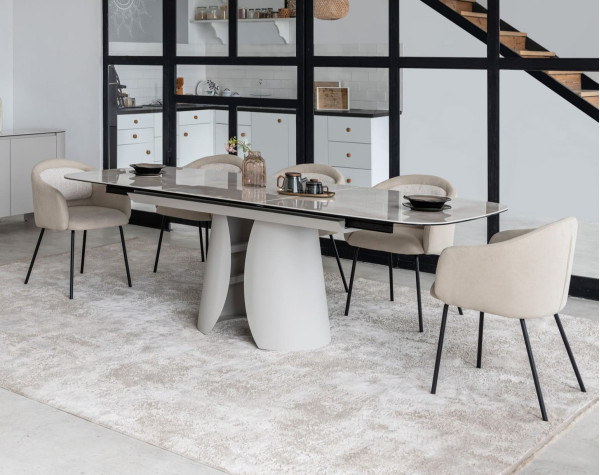 Керамічний стіл розкладний обідній Vetro Mebel Лунаріо TML-1320 Айворі онікс/айворі-0