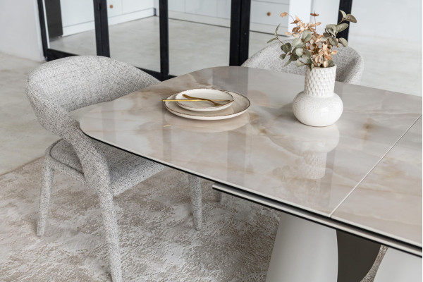 Керамічний стіл розкладний обідній Vetro Mebel Лунаріо TML-1320 Айворі онікс/айворі-12