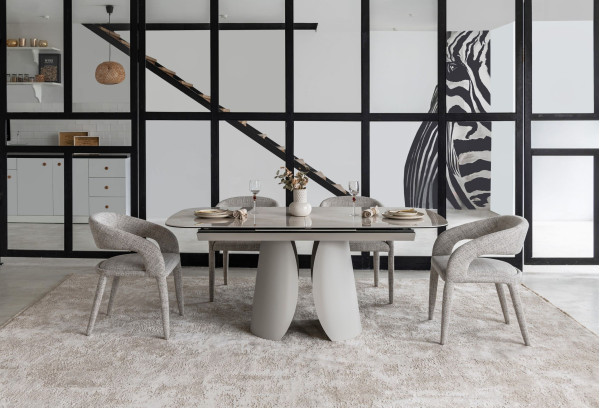 Керамічний стіл розкладний обідній Vetro Mebel Лунаріо TML-1320 Айворі онікс/айворі-9