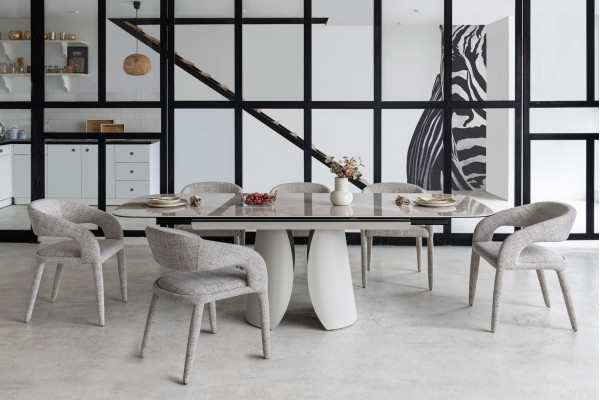 Керамічний стіл розкладний обідній Vetro Mebel Лунаріо TML-1320 Айворі онікс/айворі-11