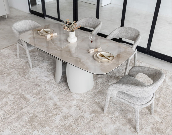 Керамічний стіл розкладний обідній Vetro Mebel Лунаріо TML-1320 Айворі онікс/айворі-1