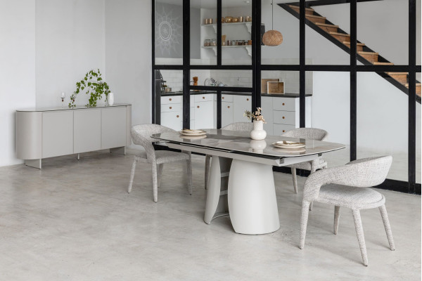 Керамічний стіл розкладний обідній Vetro Mebel Лунаріо TML-1320 Айворі онікс/айворі-7