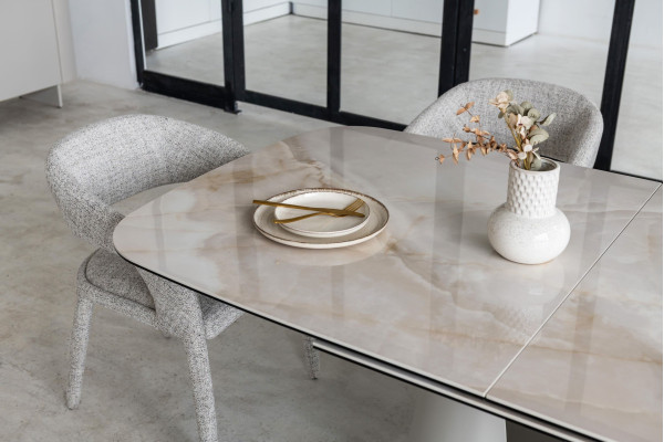 Керамічний стіл розкладний обідній Vetro Mebel Лунаріо TML-1320 Айворі онікс/айворі-13