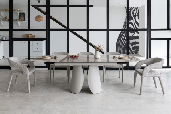 Керамічний стіл розкладний обідній Vetro Mebel Лунаріо TML-1320 Айворі онікс/айворі-10
