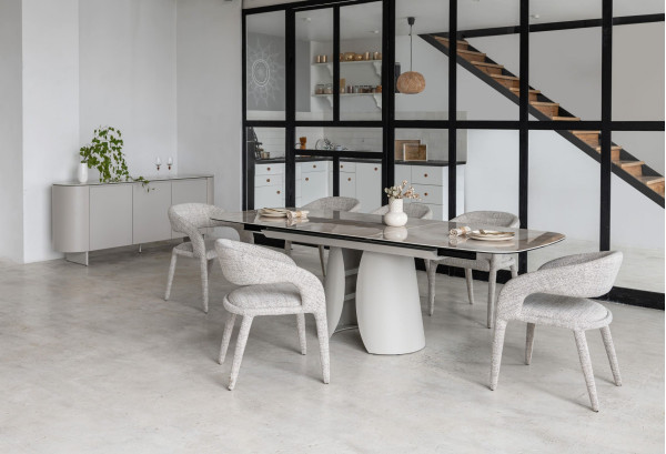 Керамічний стіл розкладний обідній Vetro Mebel Лунаріо TML-1320 Айворі онікс/айворі-8