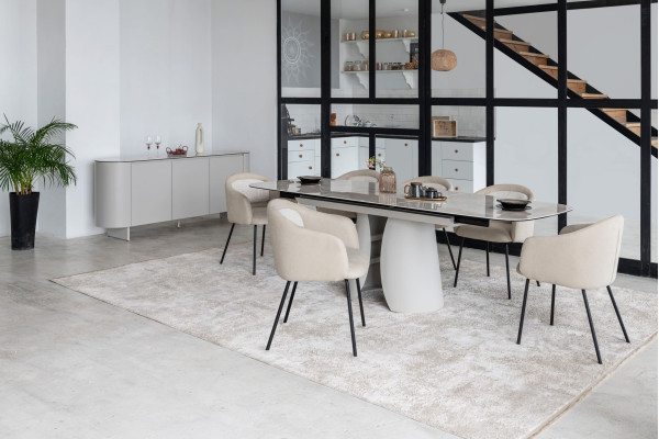 Керамічний стіл розкладний обідній Vetro Mebel Лунаріо TML-1320 Айворі онікс/айворі-3