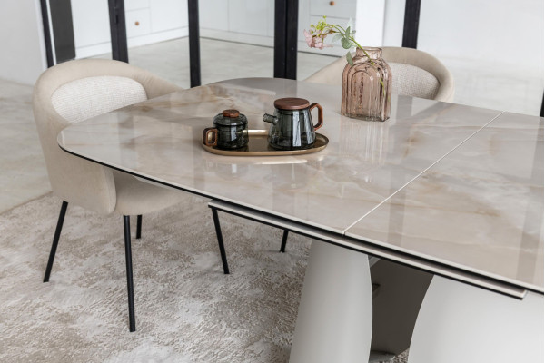 Керамічний стіл розкладний обідній Vetro Mebel Лунаріо TML-1320 Айворі онікс/айворі-14
