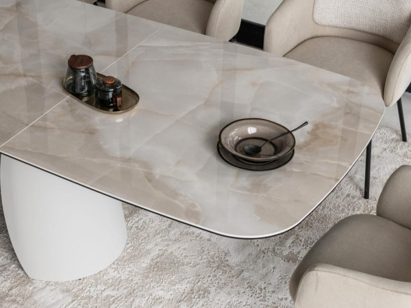 Керамічний стіл розкладний обідній Vetro Mebel Лунаріо TML-1320 Айворі онікс/айворі-15