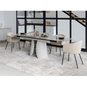 Керамический стол раскладной обеденный Vetro Mebel Лунарио TML-1320 Айвори оникс/айвори