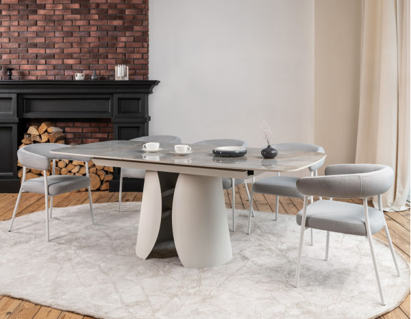 Керамічний стіл розкладний обідній Vetro Mebel Лунаріо TML-1321 Лафаєт/айворі-5