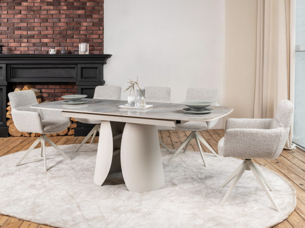 Керамічний стіл розкладний обідній Vetro Mebel Лунаріо TML-1321 Лафаєт/айворі-1