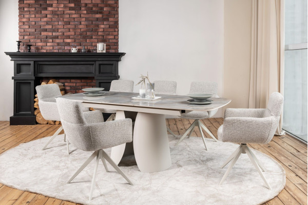 Керамічний стіл розкладний обідній Vetro Mebel Лунаріо TML-1321 Лафаєт/айворі-2