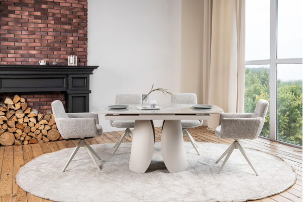 Керамічний стіл розкладний обідній Vetro Mebel Лунаріо TML-1321 Лафаєт/айворі-3