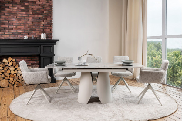 Керамічний стіл розкладний обідній Vetro Mebel Лунаріо TML-1321 Лафаєт/айворі-4