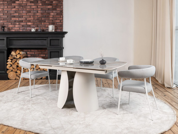 Керамічний стіл розкладний обідній Vetro Mebel Лунаріо TML-1321 Лафаєт/айворі-6