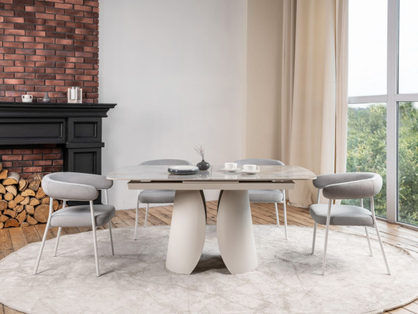 Керамічний стіл розкладний обідній Vetro Mebel Лунаріо TML-1321 Лафаєт/айворі-7