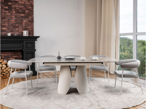Керамічний стіл розкладний обідній Vetro Mebel Лунаріо TML-1321 Лафаєт/айворі-8