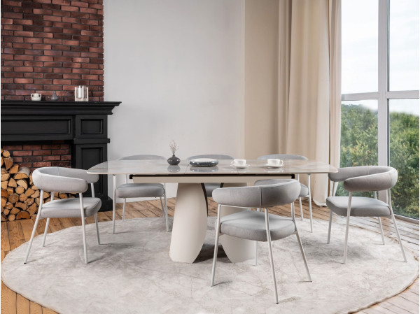 Керамічний стіл розкладний обідній Vetro Mebel Лунаріо TML-1321 Лафаєт/айворі-9
