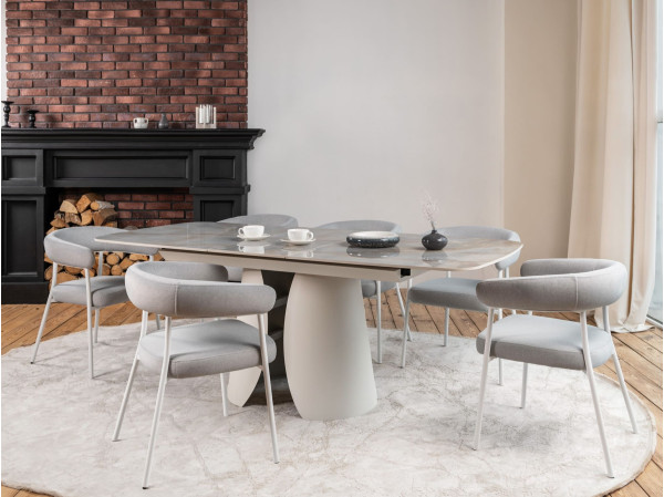 Керамічний стіл розкладний обідній Vetro Mebel Лунаріо TML-1321 Лафаєт/айворі-10