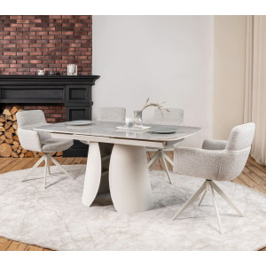 Керамический стол раскладной обеденный Vetro Mebel Лунарио TML-1321 Лафайет/айвори