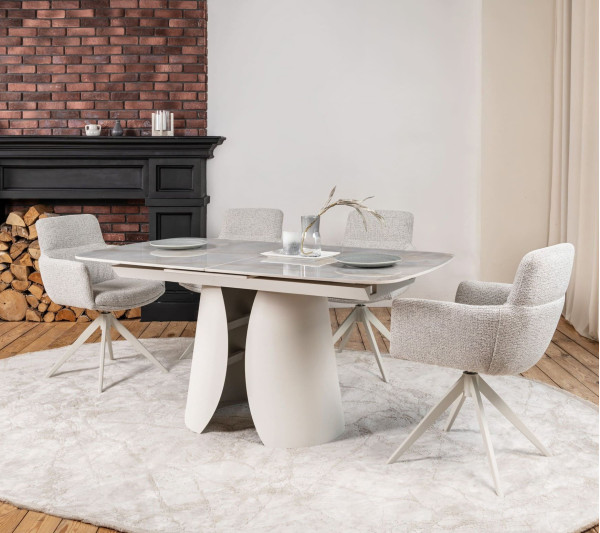 Керамічний стіл розкладний обідній Vetro Mebel Лунаріо TML-1321 Лафаєт/айворі-0