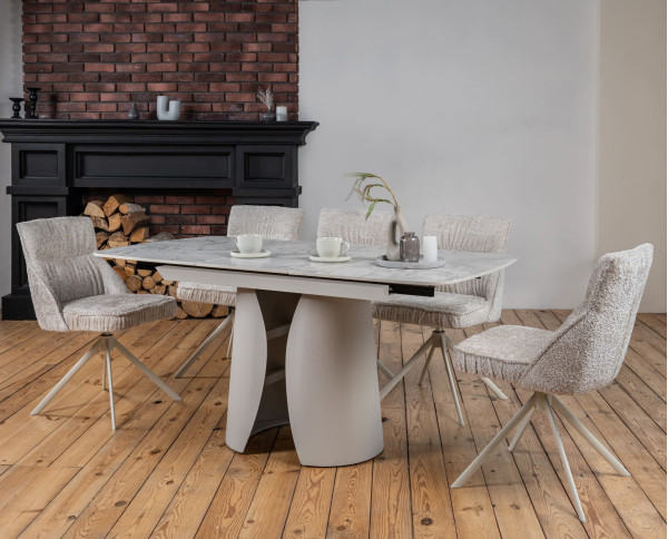 Керамічний стіл розкладний обідній Vetro Mebel Лунаріо TML-1322 Клауді грей/айворі-0