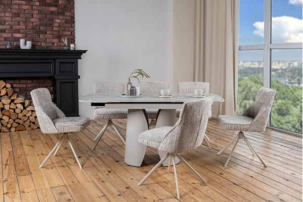 Керамічний стіл розкладний обідній Vetro Mebel Лунаріо TML-1322 Клауді грей/айворі-7