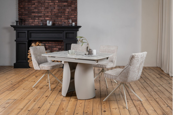 Керамічний стіл розкладний обідній Vetro Mebel Лунаріо TML-1322 Клауді грей/айворі-2