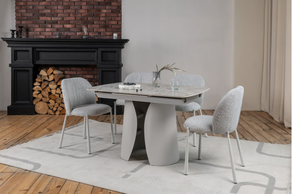 Керамічний стіл розкладний обідній Vetro Mebel Лунаріо TML-1322 Клауді грей/айворі-1