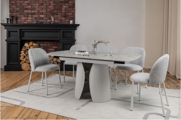 Керамічний стіл розкладний обідній Vetro Mebel Лунаріо TML-1322 Клауді грей/айворі-3