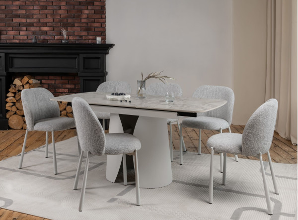 Керамічний стіл розкладний обідній Vetro Mebel Лунаріо TML-1322 Клауді грей/айворі-4