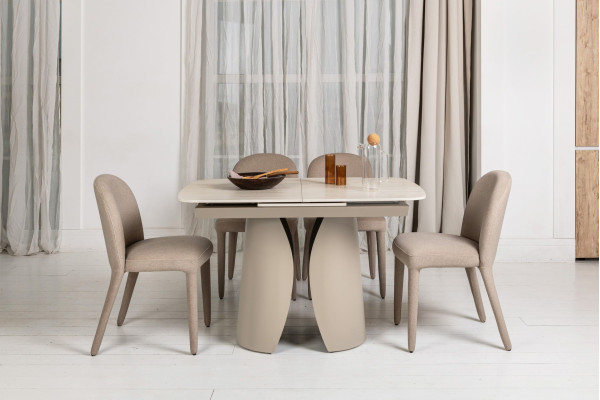 Керамічний стіл розкладний обідній Vetro Mebel Лунаріо TML-1322 Крема марфіль/капучино-9